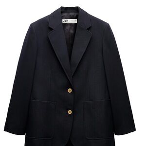 Zara Gold and Blue Blazer with Structured Silhouette